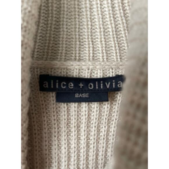 Alice + Olivia Wool Cashmere Blend Turtleneck Sweater Neutral Medium - Picture 4 of 5